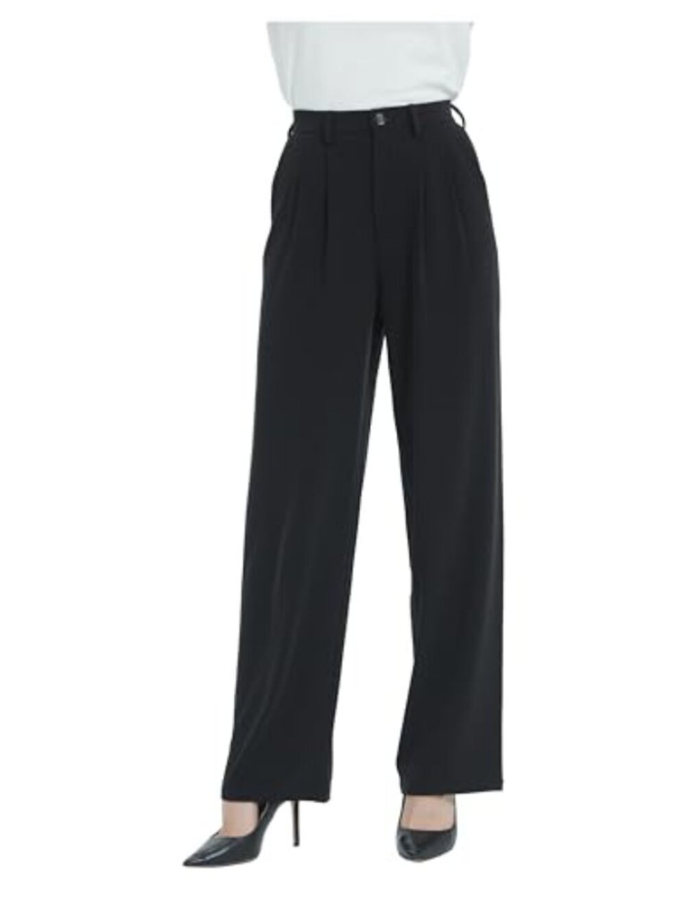 Women's High Waist Straight Leg Dress Pants Office Work Trousers with Back